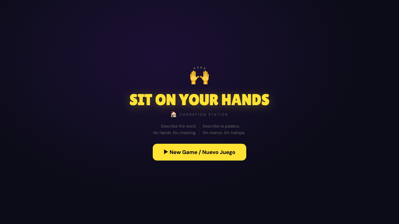 Sit On Your Hands language game title screen